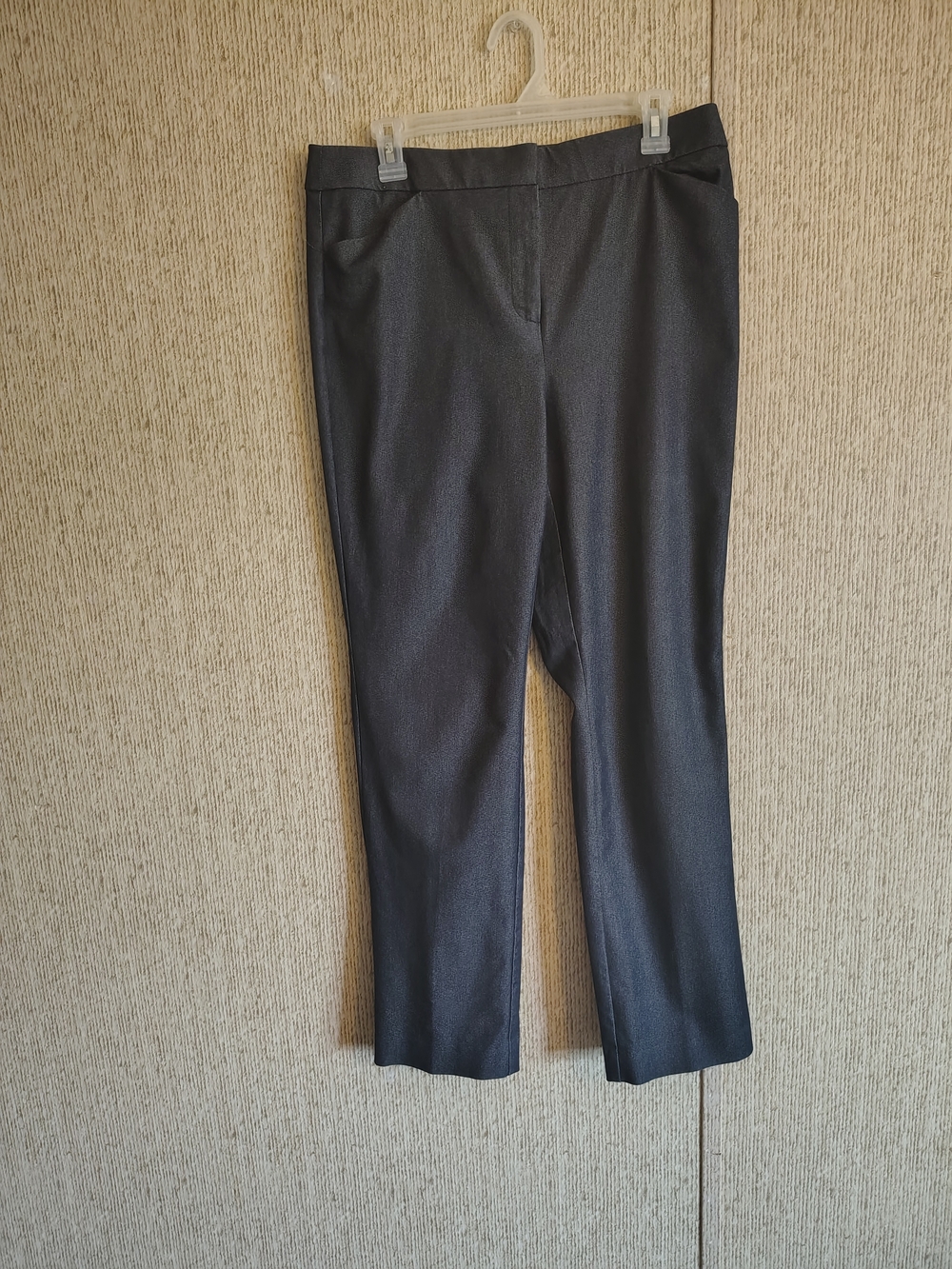 Chico’s Dark Wash Stretch Pants Size 1R (8) Straight Leg 30” Inseam Flat Front